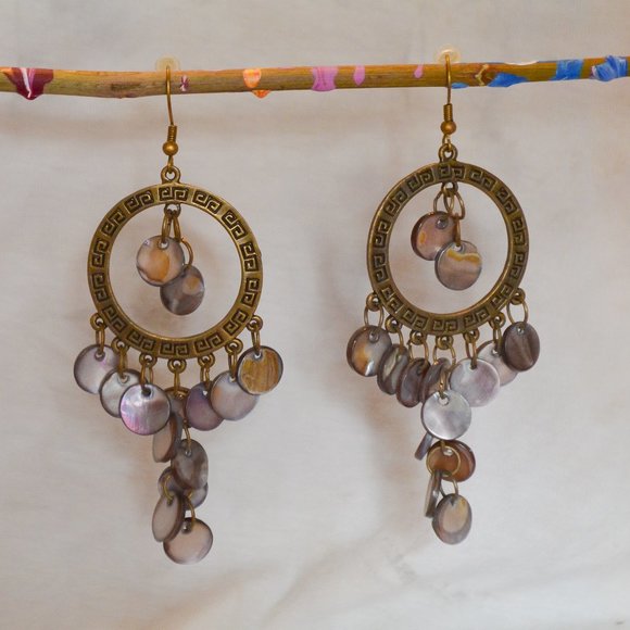 Purple and gold earrings - Picture 1 of 1